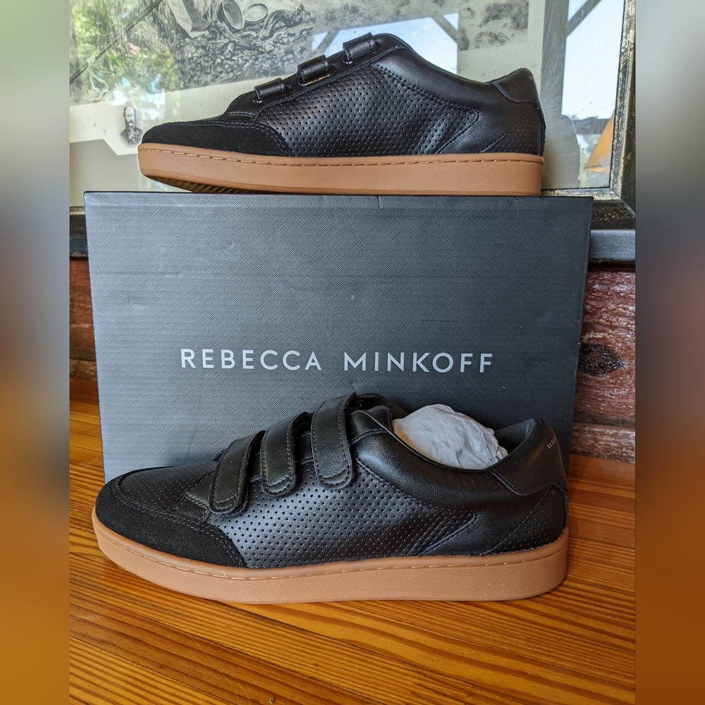 Rebecca Minkoff black sneaker with gum sole, NIB